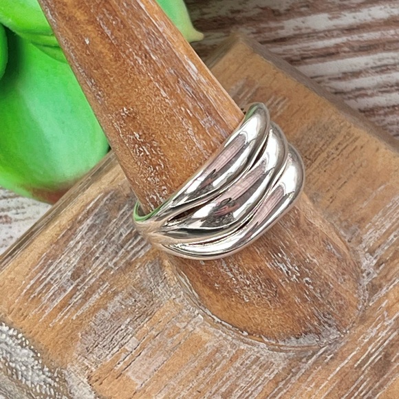 NEW Chunky Stacked Sterling Silver Ring Sz 9 - Picture 3 of 6